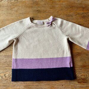 Hanna Andersson Colorblock Knit Sweater Top Bow Detail Size 140 (8-10)